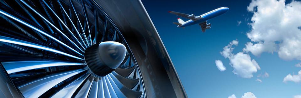 Gas turbine compressor with an aircraft in the sky